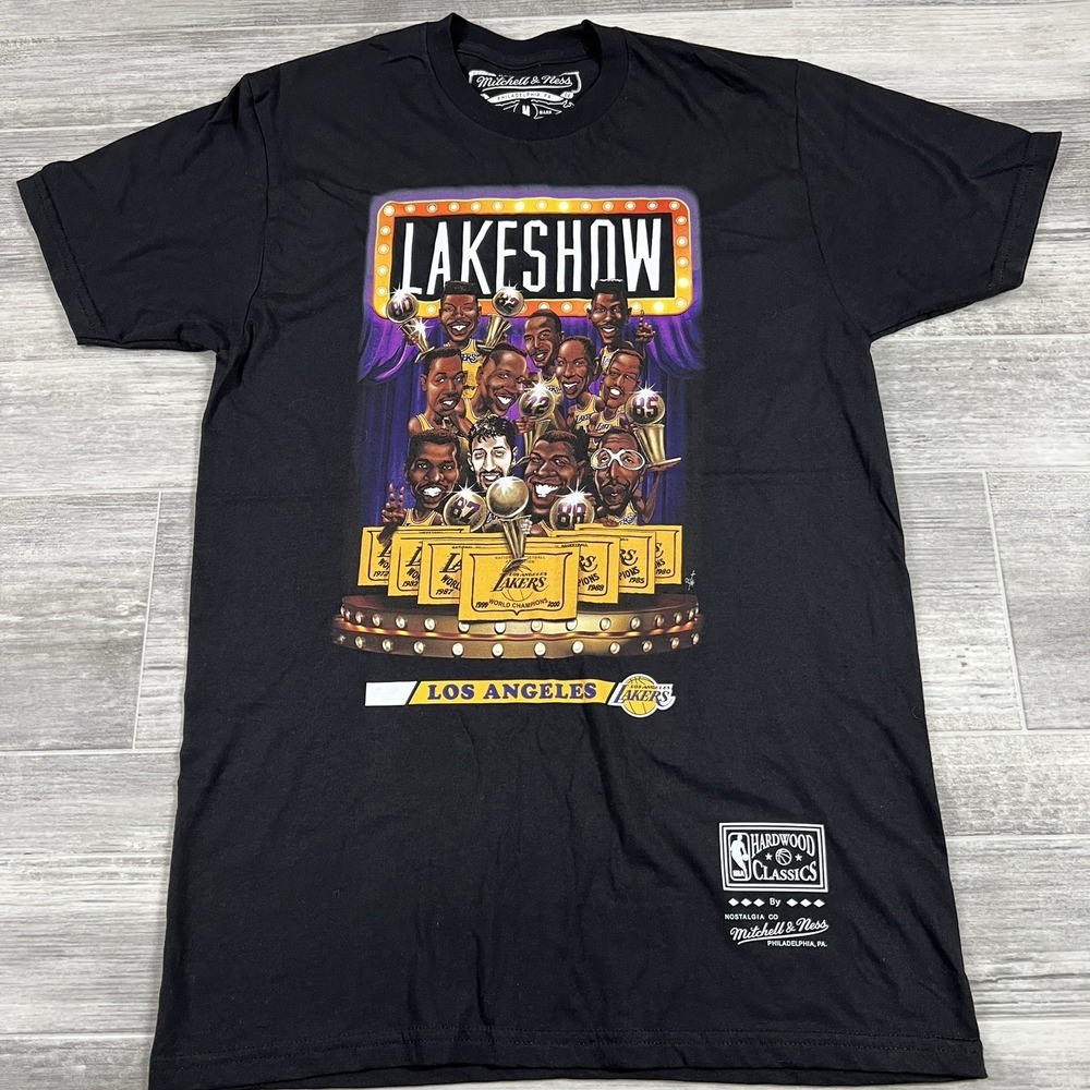 LOS ANGELES LAKERS LAKESHOW MITCHELL AND NESS BLK T SHIRT SIZE MEN'S MEDIUM NWOT